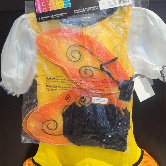 Rubie's Yellow & Black Butterfly Costume for Kids NWT Size M 8-10 - Picture 5 of 5